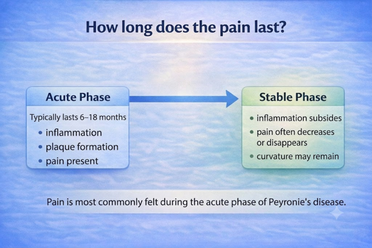 How long pain lasts in Peyronie’s disease during the acute and stable phases