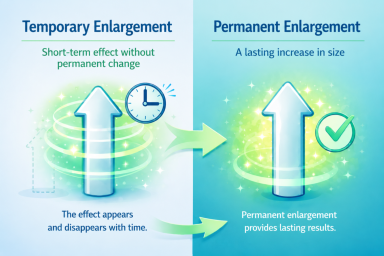 Comparison between temporary penis enlargement effects and permanent penis enlargement results.